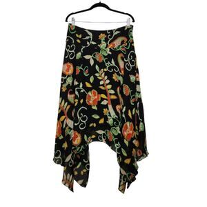 Vintage y2k Metrostyle 12 Floral Flowers Asymmetrical Hem Midi Skirt Art Nature